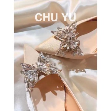 法式婚鞋女秀禾婚紗兩穿高級感新娘香檳色公主高跟鞋新款水鉆氣質