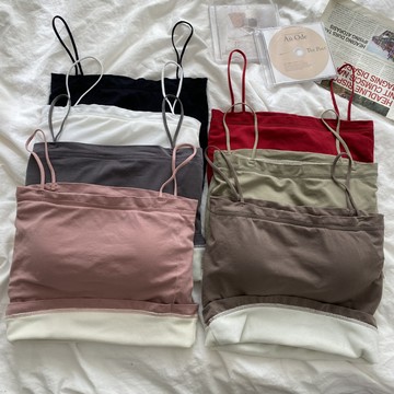 FUXI 內刷毛加厚背心 細肩帶背心 帶胸墊小可愛 保暖背心 發熱衣 無袖保暖衣 內搭衣 女裝 素面上衣 冬裝 衣服【A