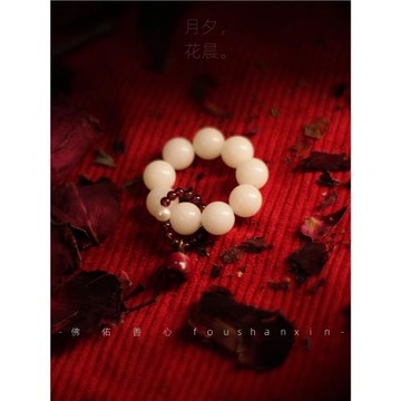 佛佑善心國風原創設計天然白玉菩提子手捻玫瑰花指尖文玩繞指柔