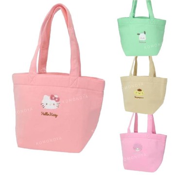 小禮堂 Sanrio 三麗鷗 尼龍手提午餐袋 (刺繡大臉款) Kitty 布丁狗 帕恰狗
