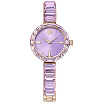 SWAROVSKI 施華洛世奇 Matrix Bangle 方形切割水晶手鐲式手錶 女錶-紫x香檳金 情人生日禮 推薦(5743713)