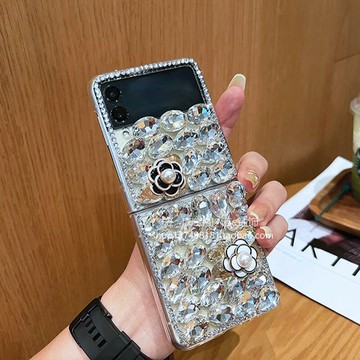 適用於三星Galaxy Z Flip4手機殼新款Z flip5折疊屏手機殼全屏滿鑽zflip3高級感水鑽W23flip時尚奢華網紅鑲鑽