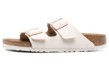 BIRKENSTOCK ARIZONA VEGAN TEXTILE NARROW FIT SANDALS EGGSHELL