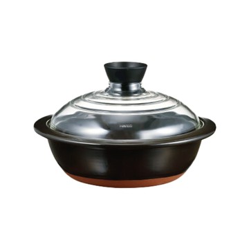 HARIO 22.5cm日本耐熱陶瓷深砂鍋&土鍋-附玻璃蓋-8號-2L-紅土-日本製