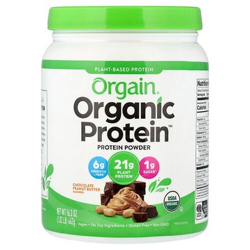 Orgain, 有機蛋白質™粉，植物基，巧克力花生醬，1.02 磅（462 克）