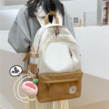 書包女初中生韓版清新拼色大容量學生背包男高中生大學生潮雙肩包