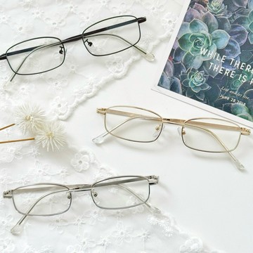 【SKART現貨3色新品】簡約金屬小長方框造型眼鏡🔥韓系眼鏡 大方框 透明框平光眼鏡 黑框無度數眼鏡 小臉眼鏡 素顏眼鏡