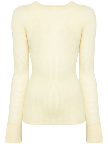 SA SU PHI - crew-neck ribbed-knit jumper - women - Cashmere/Silk - 40 - Yellow