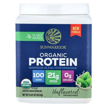 Sunwarrior, Plant Based Organic Protein, Unflavored, 15.07 oz (427.4 g)