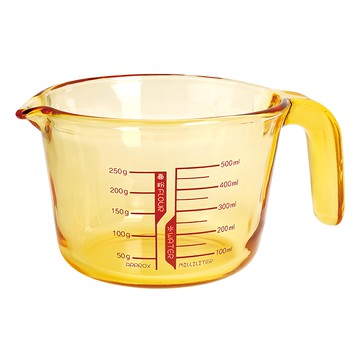 澄亮 多用玻璃量杯 500ml 耐熱玻璃 適用於微波爐  黃色  1個