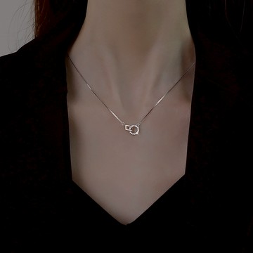 時尚雙環項鍊男女款簡約嘻哈個性氣質項鍊