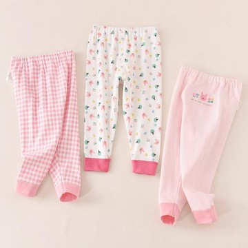 女童睡褲新款純棉長褲春秋季印花家居褲女寶寶可愛打底秋褲中小童