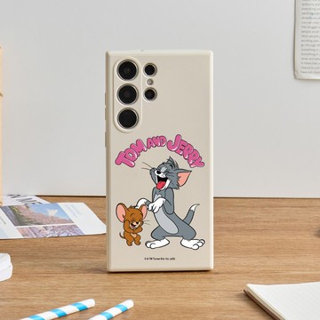 湯姆貓與傑利鼠共度歡笑純色矽膠SAMSUNG手機殼