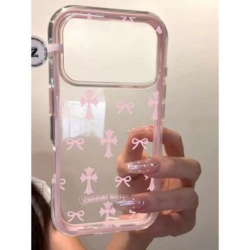 🔥iPhone手機殼｜韓系復古粉色十字架適用iPhone17promax蘋果16/15/14plus手機殼女
