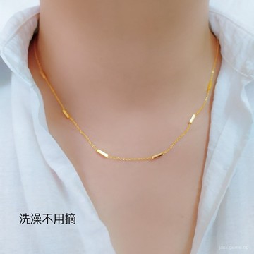 【24小時髮貨】【鈦鋼不褪色】小金條方塊長條拚接鎖骨鏈極簡風百搭閨蜜情侶項鏈