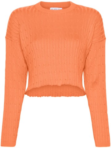 Manuel Ritz - cable-knit cropped jumper - women - Organic Cotton/Cotton - XS - Orange