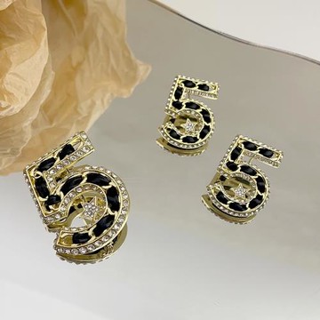 中古小香風5字胸針高檔別針女歐美復古鑲鉆星星胸花西裝配飾耳環