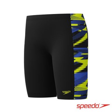 SPEEDO 官方旗艦店 男孩 運動及膝泳褲HyperBoom 黑/黃/藍