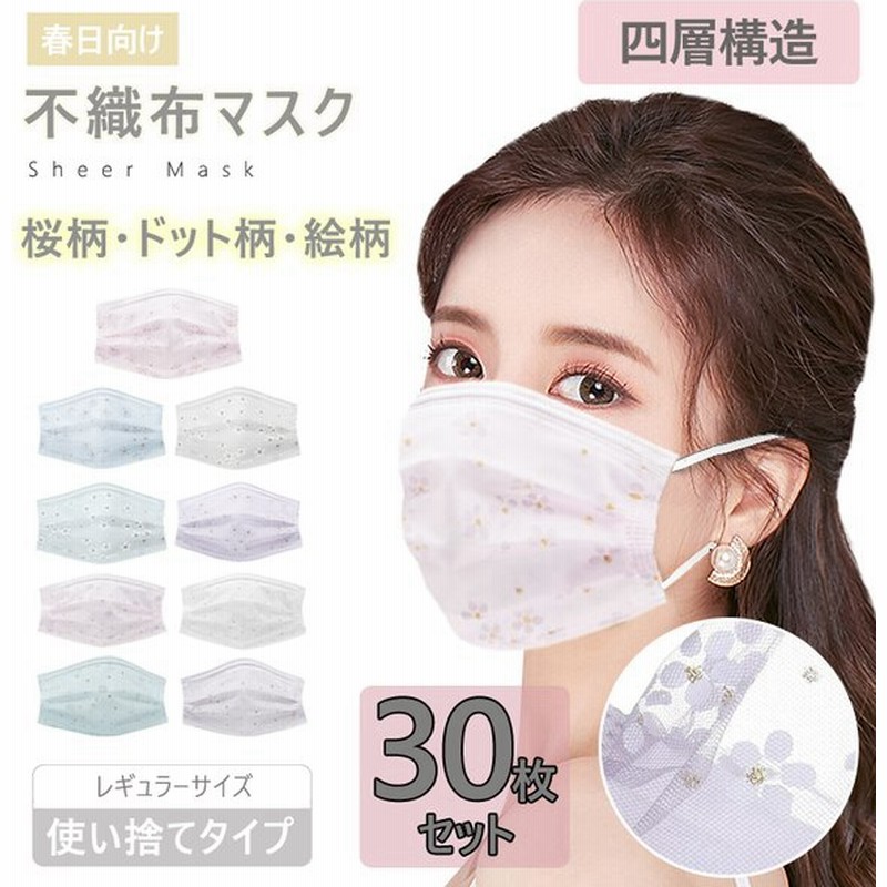 本物チュールマスク 不織布 カラー お洒落マスク 30枚 カラーマスク 175mm 4層 使い捨て耳痛くならない ノーズワイヤー プリーツ 平ゴム 通販 Lineポイント最大0 5 Get Lineショッピング