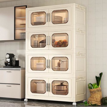 跨境80cm折疊雙開門收納柜玩具免安裝塑料兒童衣服置物柜子儲物柜