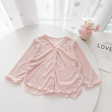 Mimo⭐夏季薄款衣服夏裝洋氣蝴蝶結薄款開衫外套女寶寶防曬衣