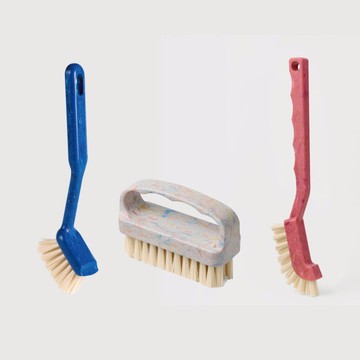 東京百年刷具-廚房刷具3入組 軟毛刷(灰)+多功能刷(白)+食器刷(黃)