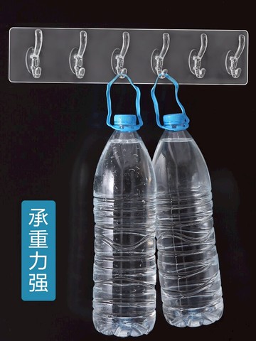 透明免打孔掛鉤強力無痕粘膠掛衣鉤門后吸盤粘鉤廚房浴室壁掛架