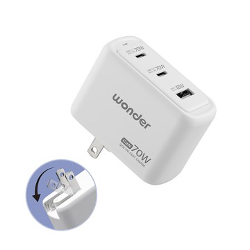 WONDER 70W GaN氮化鎵極速智能充電器 WA-A16TS3