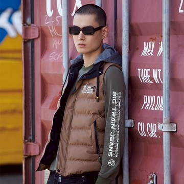 BIG TRAIN加大拆帽羅紋下擺絲棉背心 K40198-75&83&88