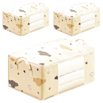 棉被收納袋 Y481  大(60 x 40 x 29cm)  米白雲朵  3個