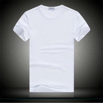 歐洲站純色絲光棉萊卡棉男裝短袖T恤凈色純白彈力透氣修身打底衫t