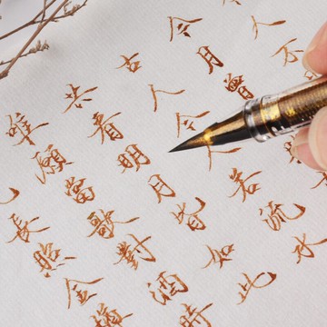 【細尖金粉毛筆】透明鋼筆式毛筆套裝初學小楷秀麗筆可加墨學生用