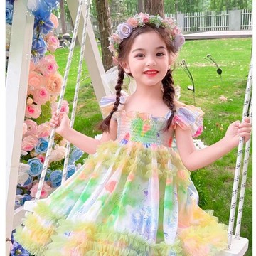 臺灣出🔥女童 夏季 連衣裙 新款 女寶寶 吊帶裙 碎花 公主連衣裙 兒童 蝴蝶翅膀 裙子