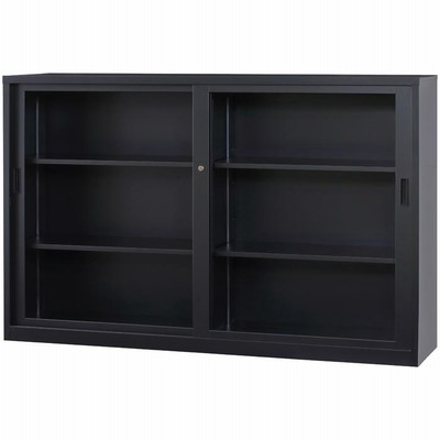 豊國工業 A4-64G-MB A4シリーズ下置きH1120タイプガラス引戸書庫 (A464GMB)