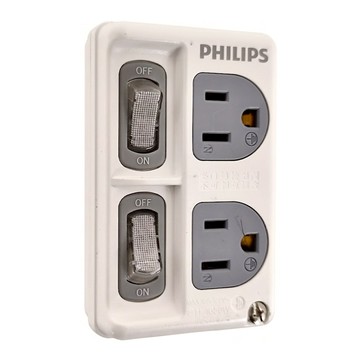 PHILIPS 飛利浦 台灣公司貨 節能開關 2開2插分接式插座 CHP3020W/96  99mm  白色  1個