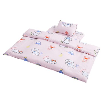 愛北鼻 幼兒園睡墊三件組 絲柔棉止滑款  粉色  枕頭(30 x 40cm)+睡墊(70 x 120cm)+涼被(120 x 150cm)