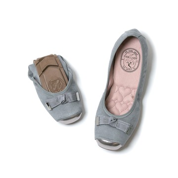 我的旅行日記  優雅芭蕾單結平底娃娃鞋 灰 (501738)