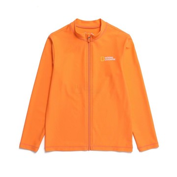 童裝 小LOGO CENOTES MEXICO 圖樣防曬拉鍊外套 - 橙色