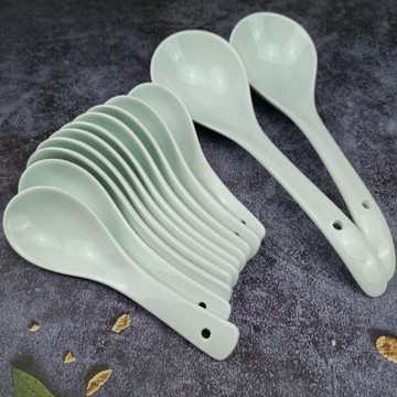 陶瓷勺子長柄家用湯勺瓷勺子小湯勺喝湯勺調羹湯匙ins風瓢羹匙勺