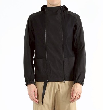 雙向道 - 網眼雙拉鍊有帽外套(黑)