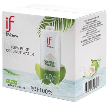 美式賣場IF 純椰子汁1公升X6入 IF Pure Coconut Water 1 L X 6-Count#145957