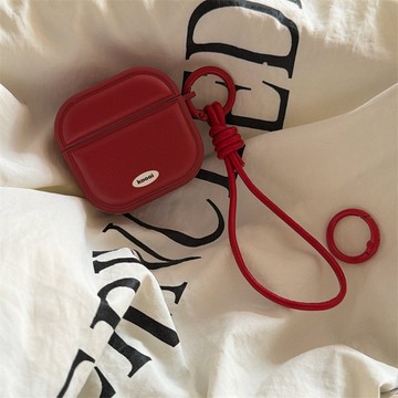 磁吸皮質大紅色蘋果Airpods Pro適用2/3/4代無線藍牙耳機套防摔殼