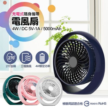 HANG 設計質感靜音桌面風扇 翻轉風扇 小風扇-藍