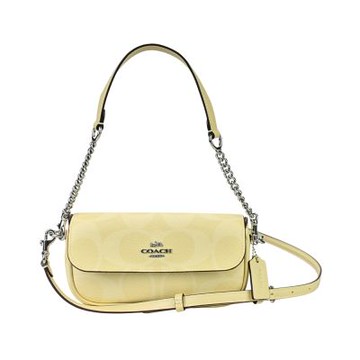 COACH Hailey鵝黃色C LOGO PVC翻蓋斜/肩背小包