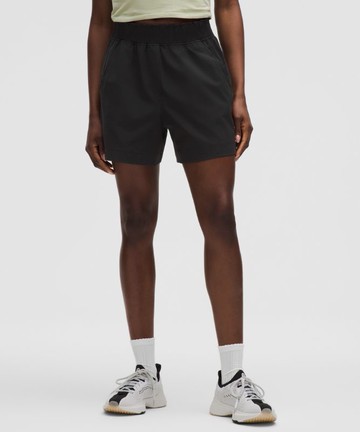 Stretch Woven Ruffle-Waist High-Rise Shorts 4" Size XXXS