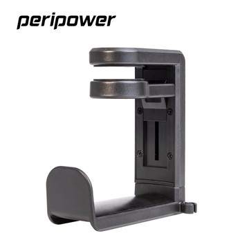 【peripower】桌邊夾式頭戴型耳機架-可調節/旋轉臂夾/桌邊耳機架-黑色-一代