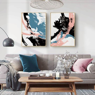 徜徉於純粹　色彩系列　裝飾掛畫　台灣製造 - A款－木紋框-40*60cm