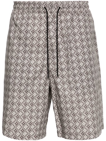 Emporio Armani - logo pattern-print poplin shorts - men - Cotton/Lyocell/Cotton/Polyester - 54 - Grey