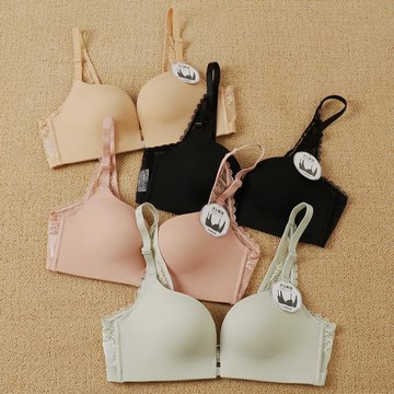 雙前扣無鋼圈光面文胸蕾絲美背胸罩聚攏內衣磁力集中113480