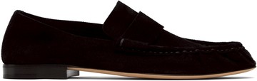 The Row 黑色 Soft Suede 乐福鞋